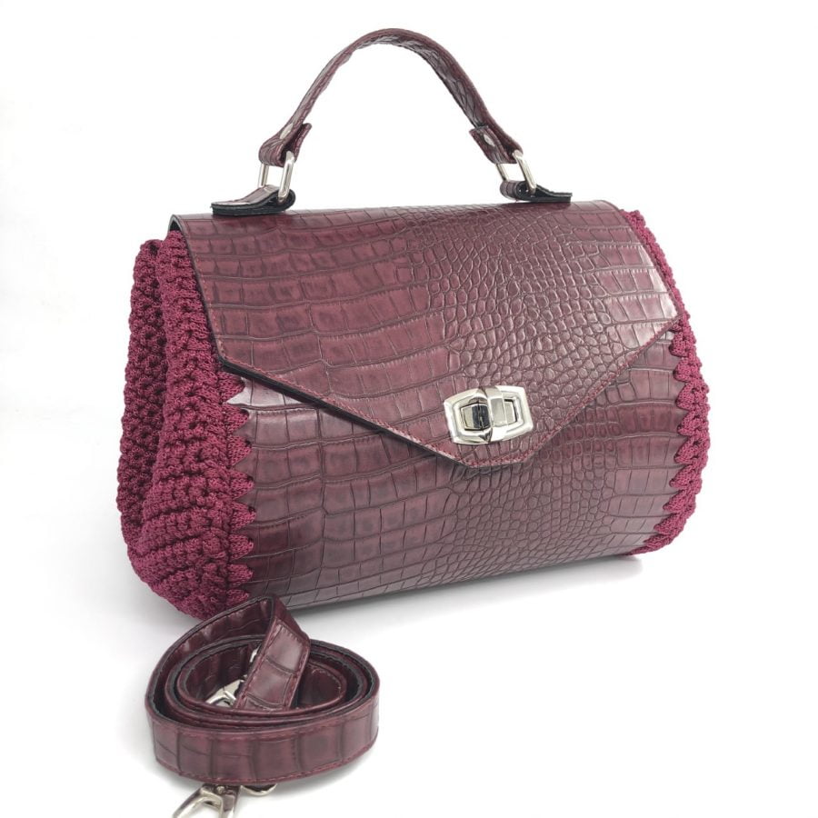 All Day Bag Eco Croco Leather, Μπορντώ Χρώμα