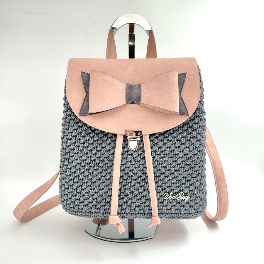 Ribbon Backpack, Γκρι-Ροζ - Image 2