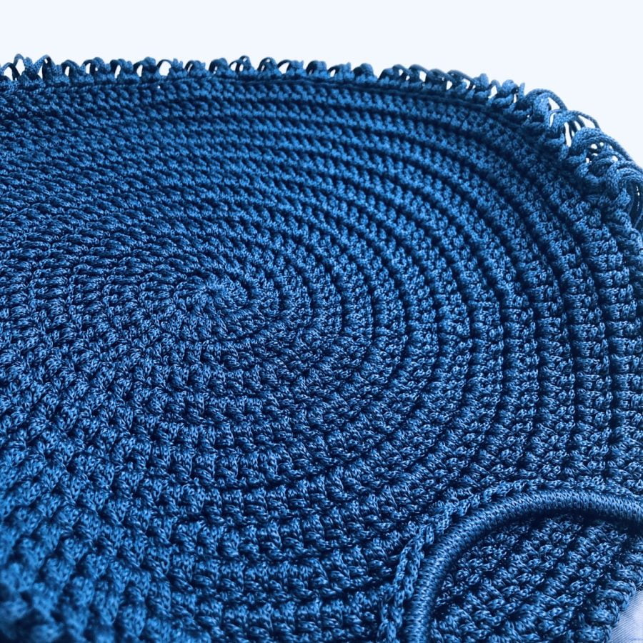 Hand Bag Boho, Μπλέ Navy Με Μεταλλικά Χεράκια - Image 4