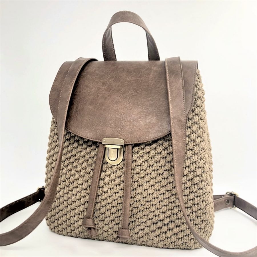 Χειροποίητη Τσάντα Πλάτης Julieta Βιντάζ - Καφέ Χρώμα Πούρου