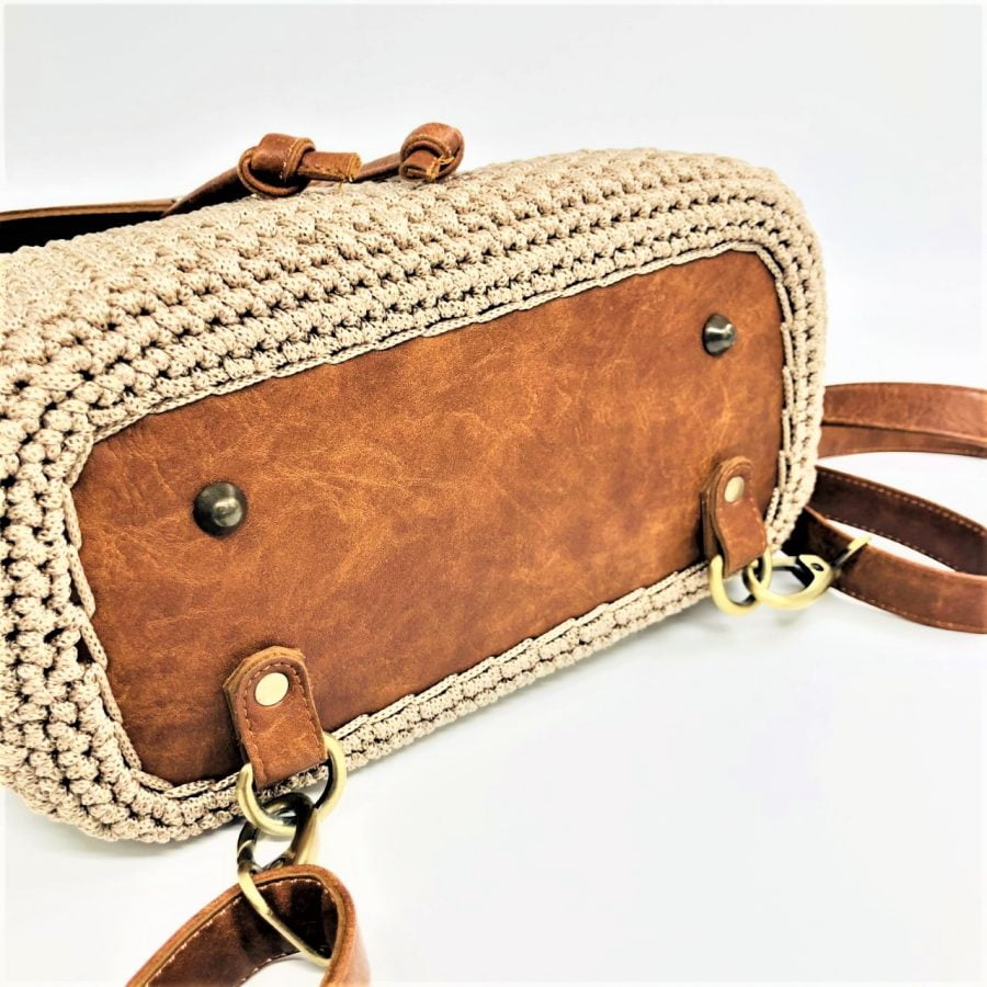 Backpack Julieta, Χρώμα Ταμπά με Νήμα Μπέζ Άμμου - Image 2