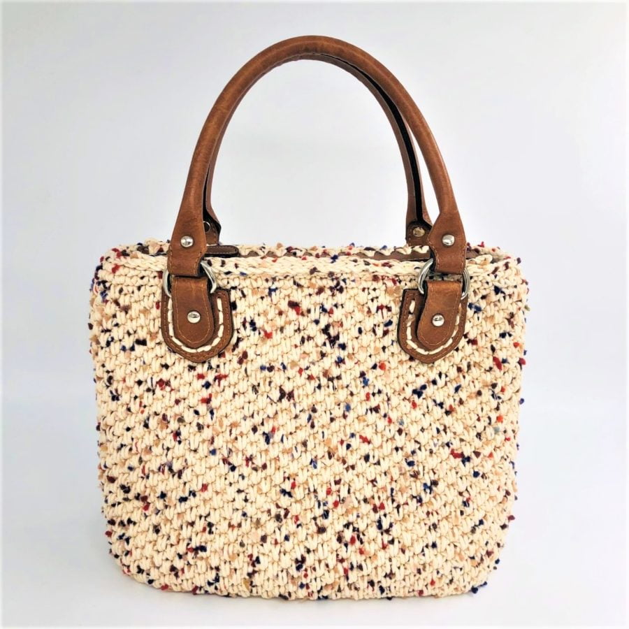 All Day Bag Kalliope, Νήμα Pom-Pom, Χρώμα Μπεζ-Ταμπά