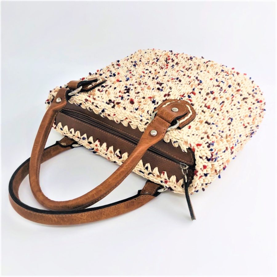 All Day Bag Kalliope, Νήμα Pom-Pom, Χρώμα Μπεζ-Ταμπά - Image 4