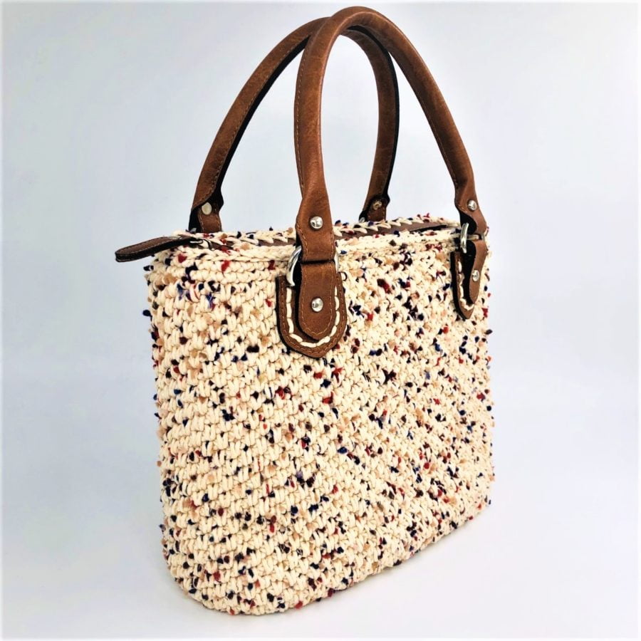 All Day Bag Kalliope, Νήμα Pom-Pom, Χρώμα Μπεζ-Ταμπά - Image 3