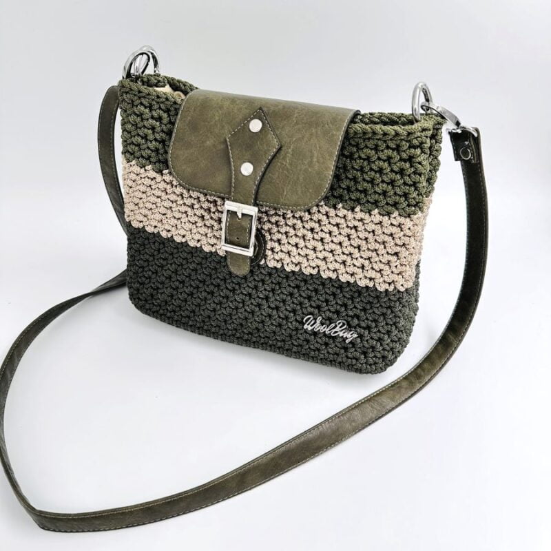 Shoulder Bag Matina, Μπεζ Άμμου και Χακί Χρώμα - Image 3
