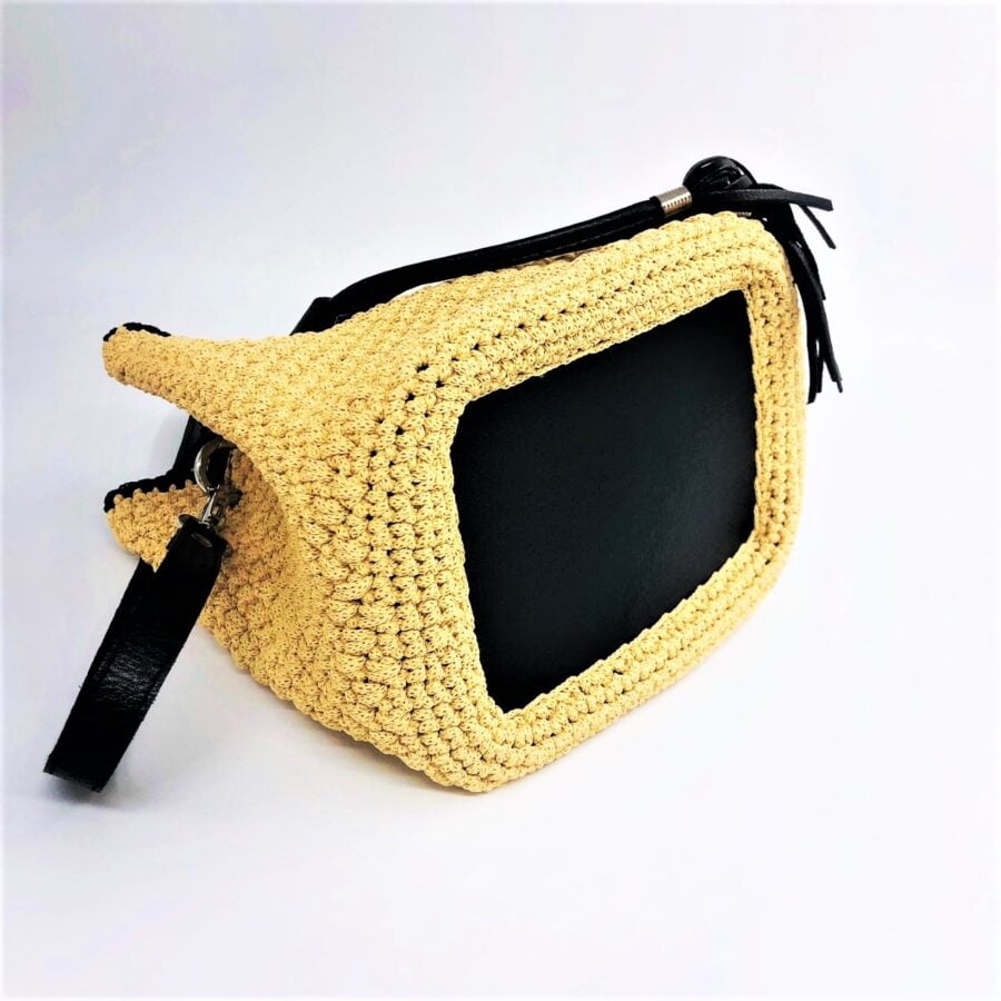 Andrea Πουγκί με Δερμάτινα Στοιχεία, Μπεζ Χρώμα - Image 2