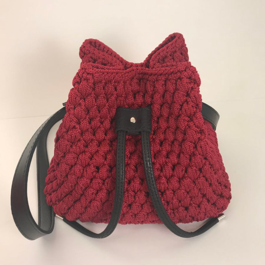 Andrea Πουγκί με Δερμάτινα Στοιχεία, Μπορντό Χρώμα