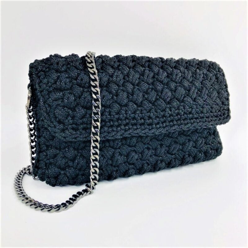 Theodora Shoulder Bag Φάκελος, Μαύρο Μεταλλικό Χρώμα