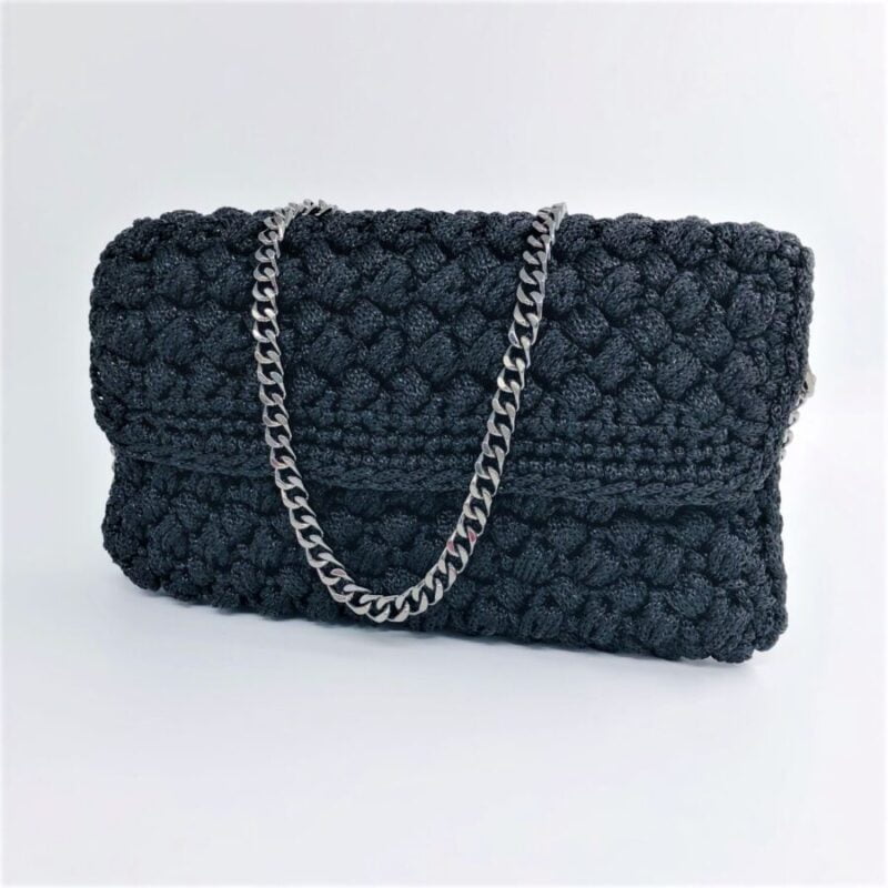 Theodora Shoulder Bag Φάκελος, Μαύρο Μεταλλικό Χρώμα - Image 3