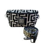 Midneto Athena Shoulder Bag Labyrinth, Μπεζ-Μαύρο Χρώμα