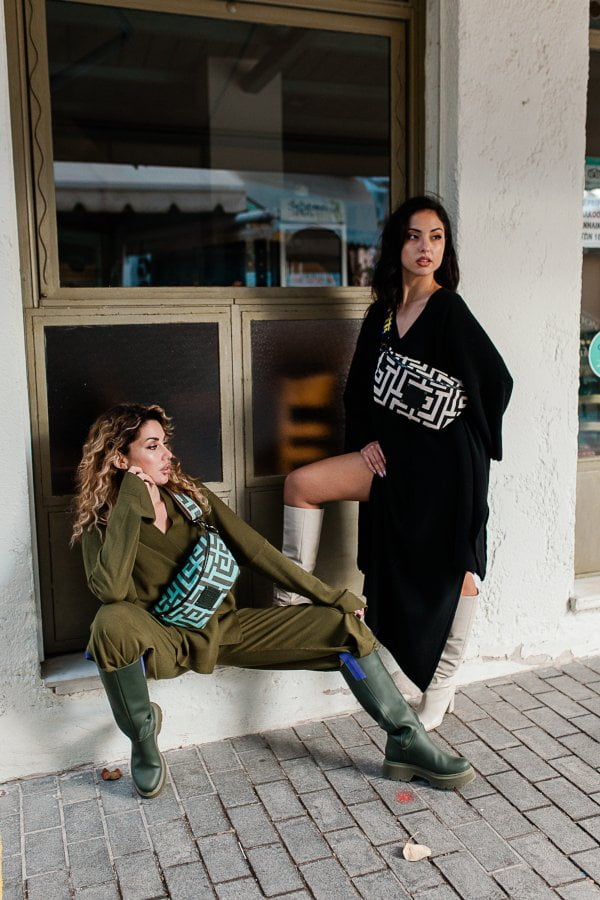 Midneto Melpomene I Shoulder Bag, Χρώματα Χακί και Μέντας - Image 16