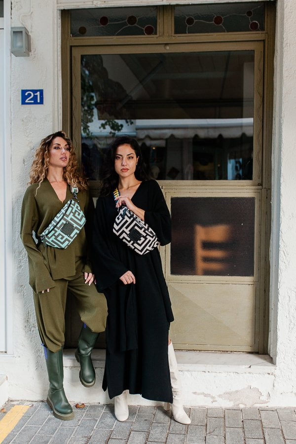 Midneto Melpomene I Shoulder Bag, Χρώματα Χακί και Μέντας - Image 14
