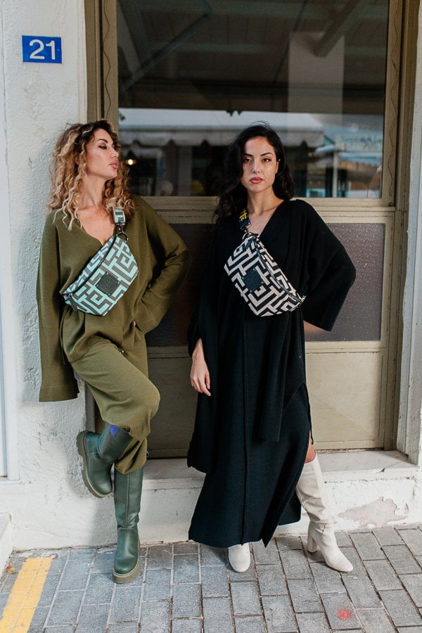 Midneto Melpomene I Shoulder Bag, Χρώματα Χακί και Μέντας - Image 13