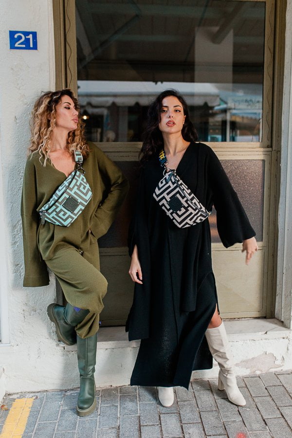 Midneto Melpomene I Shoulder Bag, Χρώματα Χακί και Μέντας - Image 12