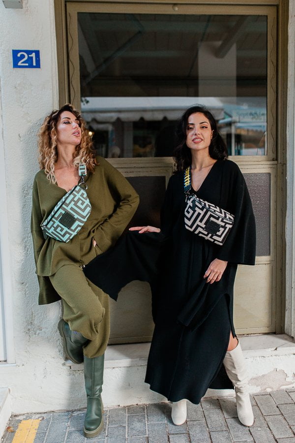 Midneto Melpomene I Shoulder Bag, Χρώματα Χακί και Μέντας - Image 11