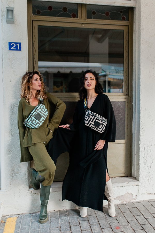 Midneto Melpomene I Shoulder Bag, Χρώματα Χακί και Μέντας - Image 10