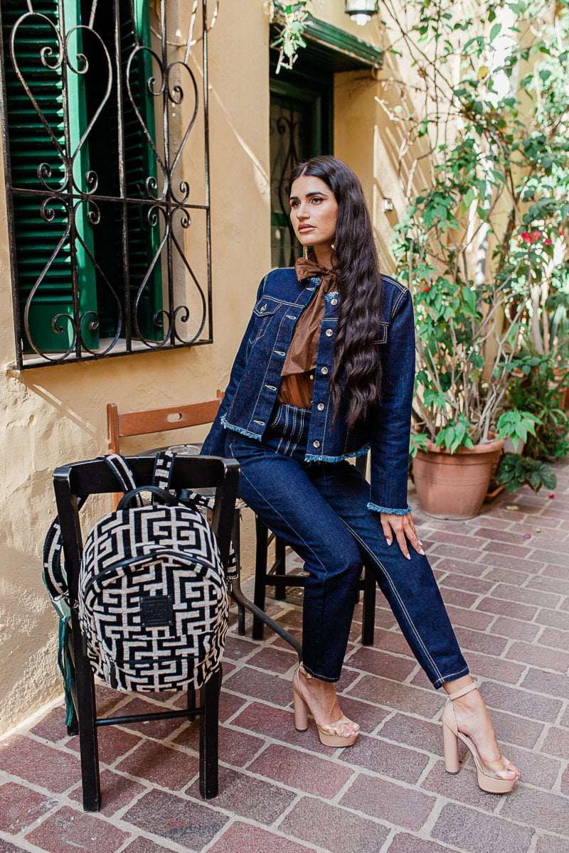 Midneto Gorgo Backpack, Μαύρο-Μπεζ Χρώμα - Image 5