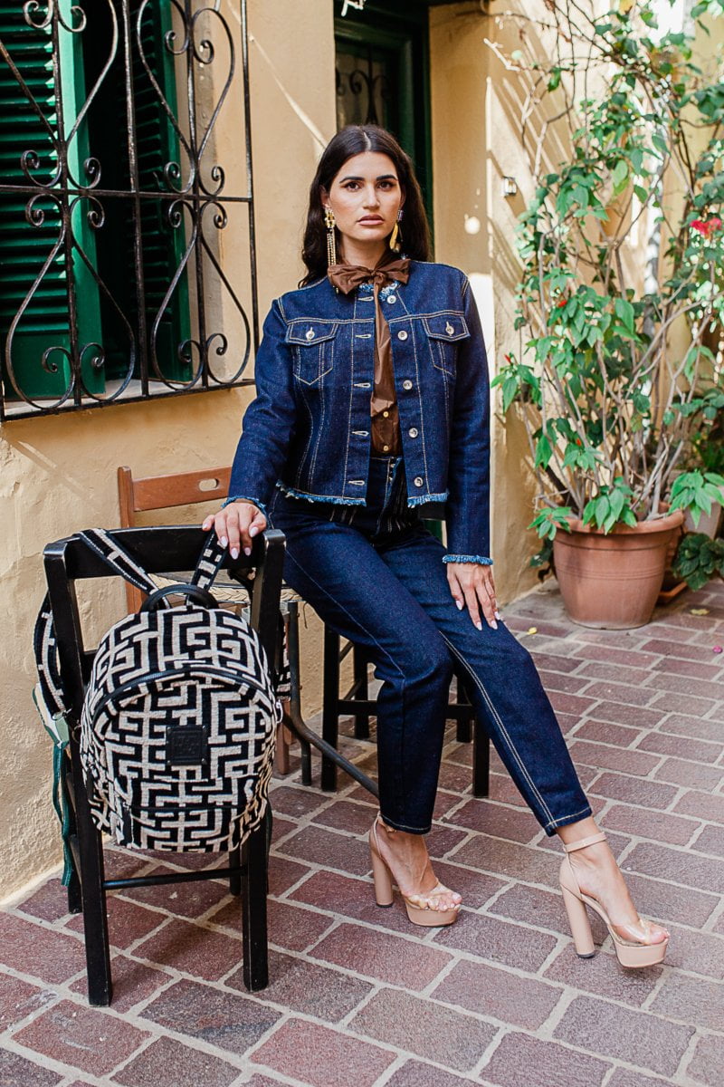 Midneto Gorgo Backpack, Μαύρο-Μπεζ Χρώμα - Image 4