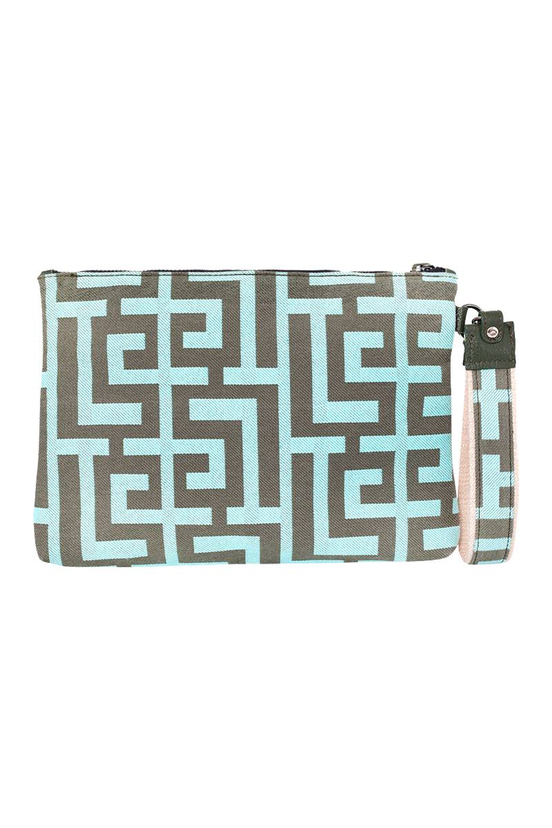 Midneto Hyacinth Clutch Labyrinth, Χρώμα Μέντα και Χακί - Image 4