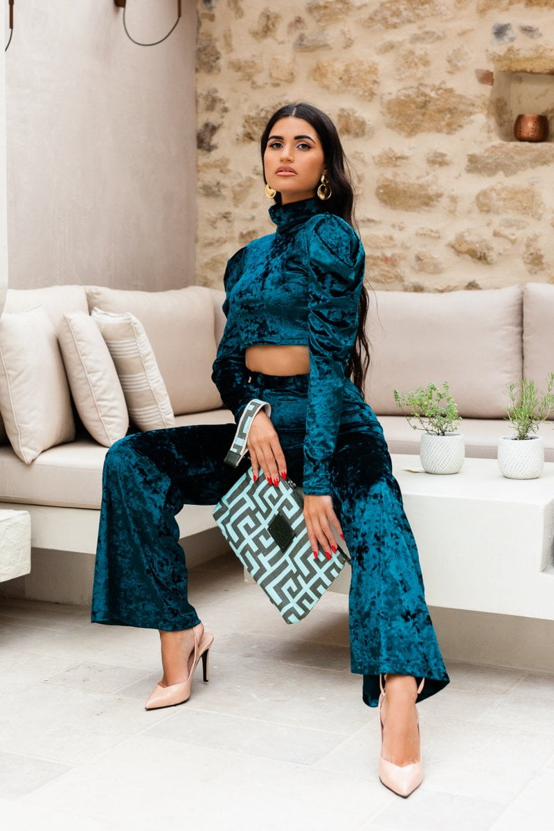 Midneto Hyacinth Clutch Labyrinth, Χρώμα Μέντα και Χακί - Image 9