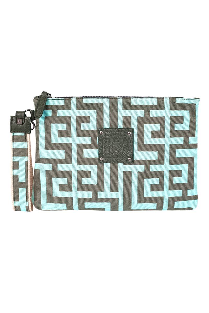 Midneto Hyacinth Clutch Labyrinth, Χρώμα Μέντα και Χακί - Image 2