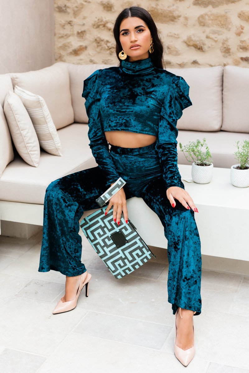 Midneto Hyacinth Clutch Labyrinth, Χρώμα Μέντα και Χακί