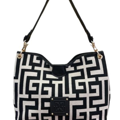 Midneto Shoulder Bag Kydon, Μαύρο-Μπεζ Χρώμα