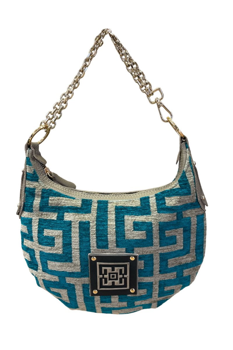 Midneto Shoulder Bag Iris, Τιρκουάζ-Μπεζ Χρώμα - Image 3