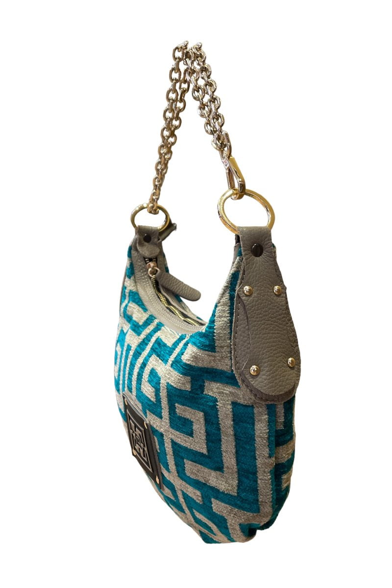 Midneto Shoulder Bag Iris, Τιρκουάζ-Μπεζ Χρώμα - Image 2